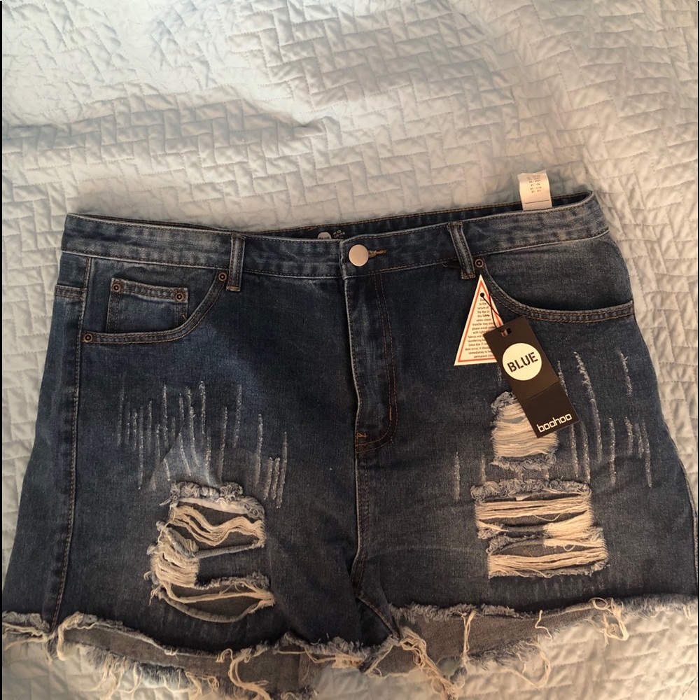 Plus Distressed Ripped Hem Jean Shorts